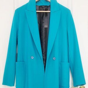 Bright Teal Wool Coat Made in Italy